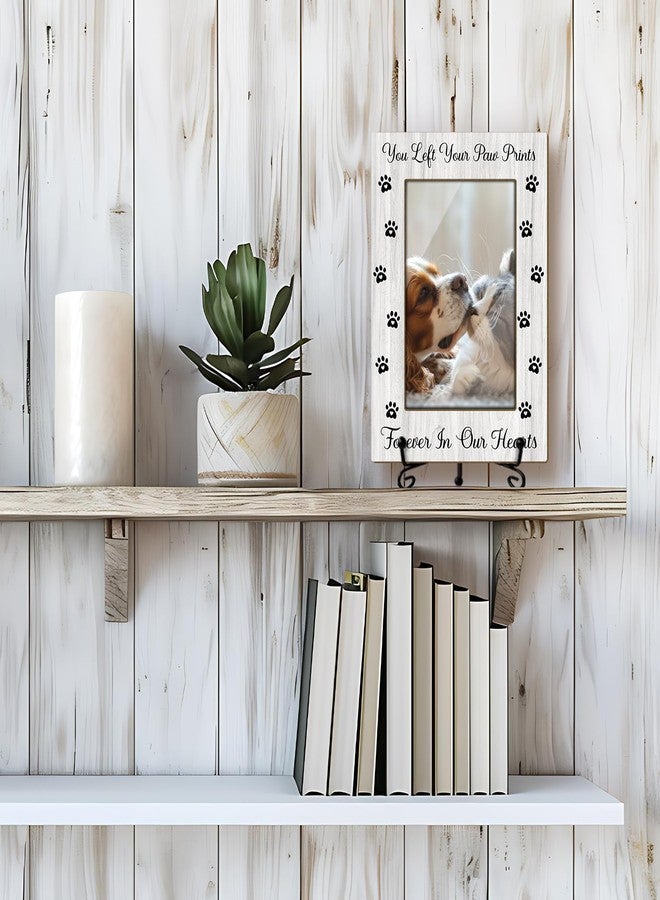 LWBEO Pet Memorial Frame - Your Paw Prints Forever, Wooden Picture Frame Gift - 4x6 Stand - Vertical for Tabletop - Image 4